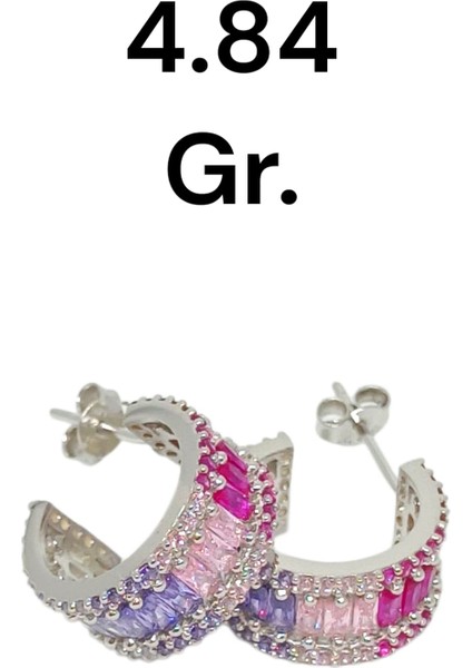 925 Ayar Gümüş Renk Geçişli Baget Taşlı Halka Küpe – Çivi Model fiyatları