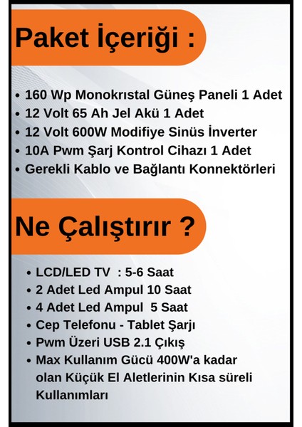 Tv+Aydınlatma Grande Solar Paket 220 VOLT-1,35KWP fiyatları