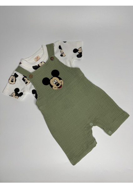 Erkek Bebek Mickey Mousebaskılı Tulum+ Pamuklu Mickey Mouse Tişört fiyatları