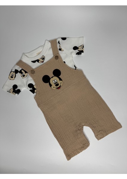 Erkek Bebek Mickey Mousebaskılı Tulum+ Pamuklu Mickey Mouse Tişört fiyatları