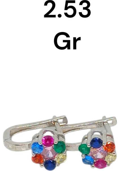 925 Ayar Gümüş Rengârenk Taşlı Çiçek Model Küpe – Canlı ve Neşeli Tasarım fiyatları