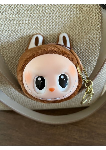 Kahverengi Sevimli Canavar Labubu Charm Anahtarlık Çanta Süsü Peluş Pelüş Oyuncak Yumuşak modelleri