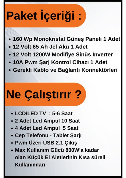 Tv+Aydınlatma Venti Solar Paket 220 Volt -1,35KWP fiyatları