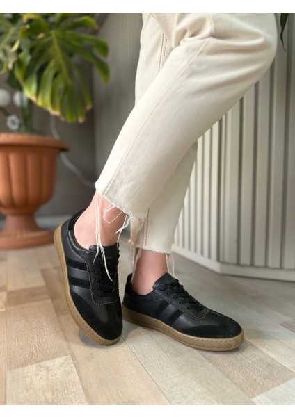 Oslo Unisex Hakiki Deri Sneaker Ayakkabı - Siyah (Iç Dış Deri)