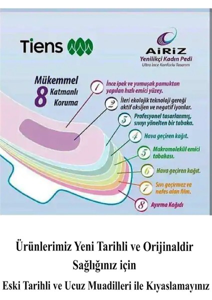 ( 3 Paket ) Tiens Airiz Hijyenik Ped 6'lı Set