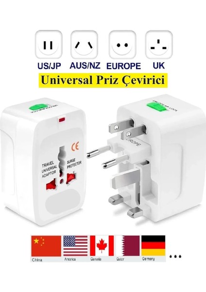 Universal Seyahat Adaptörü Priz Dönüştürücü Çevirici Abd Ing Çin Japon S. Arabistan 150+ Ülkede Sizinle fırsatları