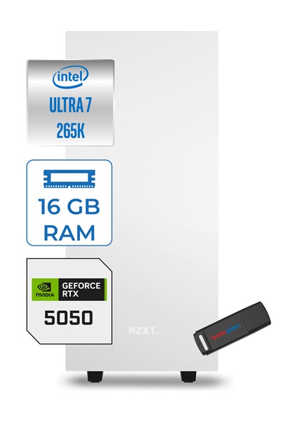 Minix H210 Intel Core Ultra 7 265K 16GB (6400MHZ) Ddr5 4tb 6000/7100MB/S SSD 8GB/RTX5050 Freedos 750W Kompakt Oyun Render Bilgisayarı ZETM265K5004