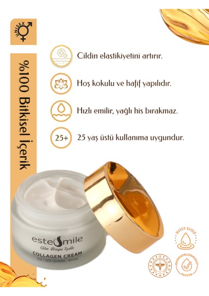 Kolajen Krem Gün boyu ışıltı, göz çevresi-yüz-boyun kremi, alkol veya paraben içermez, bitkisel ürün modelleri