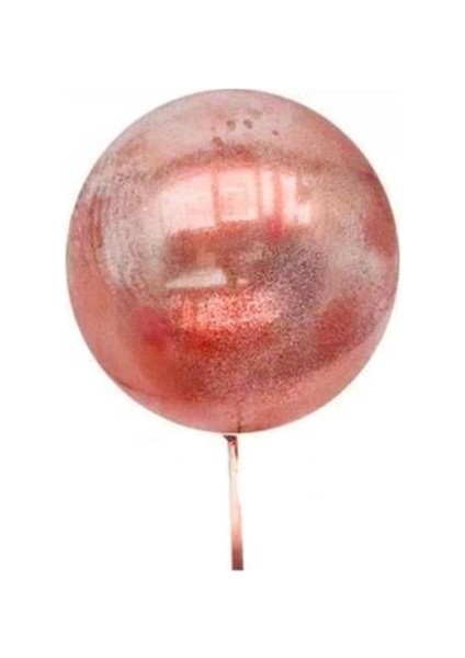 Kırmızı Simli Yuvarlak Şeffaf Balon 24 Inç