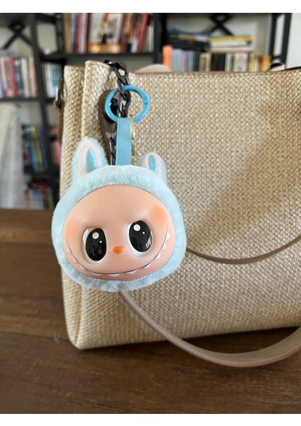 Mavi Sevimli Canavar Labubu Charm Anahtarlık Çanta Süsü Peluş Pelüş Oyuncak Yumuşak