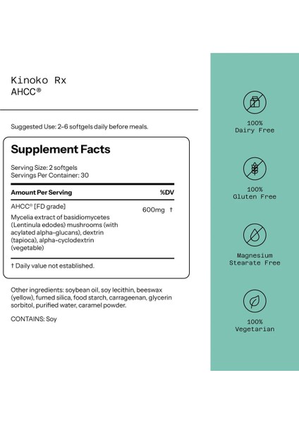 Kinoko Rx Ahcc 300 mg 60 Softgels fiyatları