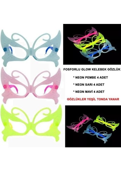 Fosforlu Neon Parti Gözlüğü Seti 12 Adet