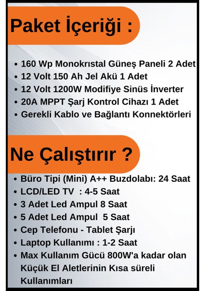 Büro Tipi Buzdolabı+Tv+Aydınlatma Maxi Solar Paket 2,75KWP fiyatları