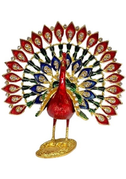 Dekoratif Swarovski Taşlı Tavuskuşu Biblo / Mücevher Kutusu
