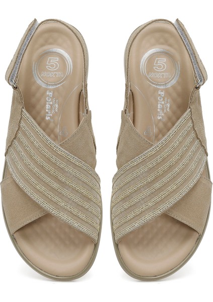 105521.Z5FX Bej Kadın Comfort Sandalet fırsatları