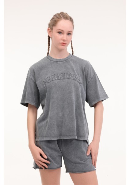 Wl Gale 11SY788 5fx Gri Kadın Kısa Kol T-Shirt