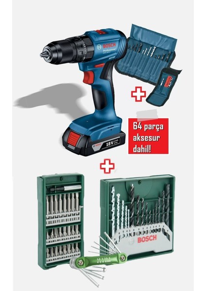 Şarjlı Darbeli Matkap Seti 64 Parça Uç ve Aksesuar ile Güç ve Pratiklik