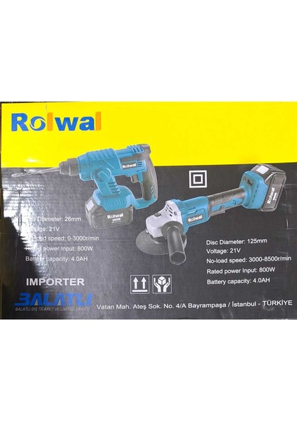 Darbeli Taşlama ve Delici Seti, Kablosuz, 700-1000 Watt, 2'li Paket