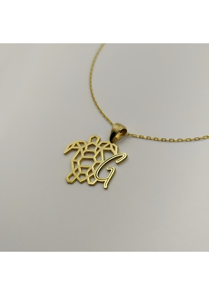 925 Ayar Gümüş Kişiselleştirilebilir Kaplumbağa ve Harf Kadın Kolye fiyatları