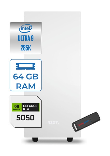 Minix H210 Intel Core Ultra 9 285K 64GB (6400MHZ) Ddr5 2tb 7100/6000MB/S SSD 8GB/RTX5050 Freedos 750W Kompakt Oyun Render Bilgisayarı ZETM285K5015