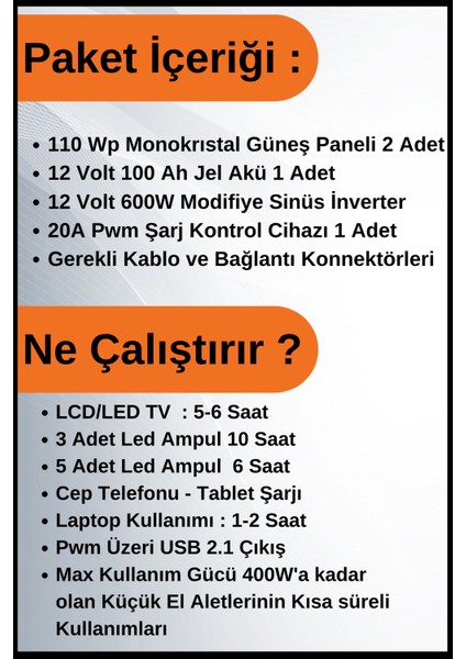 Tv+Aydınlatma Trenta Solar Paket 220 Volt-2kwp fiyatları