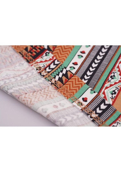 Kadın Kısa Kollu Desenli Cepli Büyük Beden Pamuklu Elbise