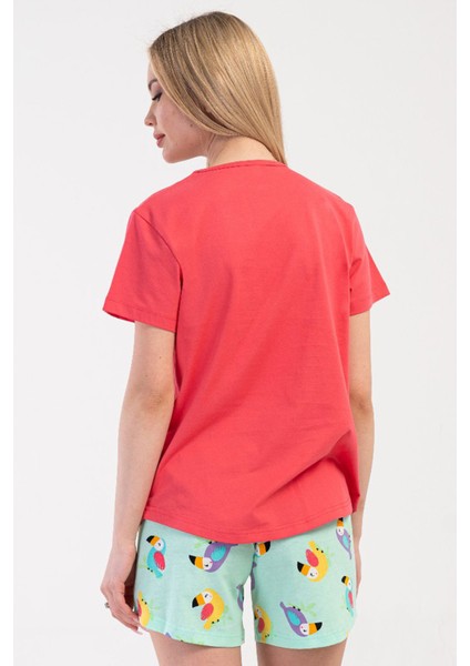 Pamuklu Kadın Kısa Kol Şortlu Pijama Takım , 410127 fırsatları