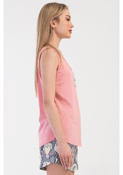 Pamuklu Kadın Genıs Askılı Şortlu Pijama Takım , 410101 modelleri