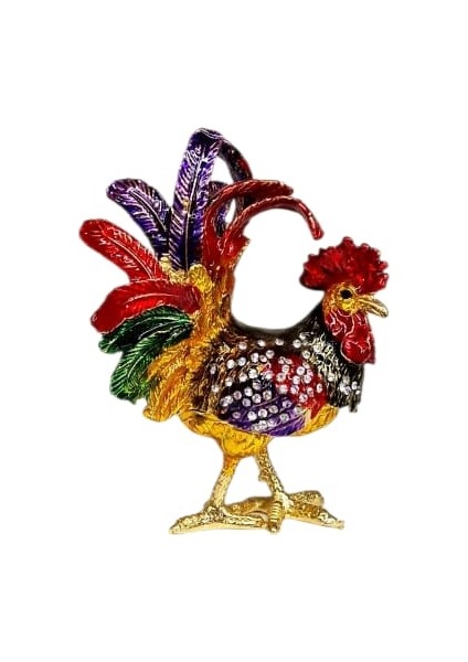 Dekoratif Swarovski Taşlı Horoz Biblo / Mücevher Kutusu