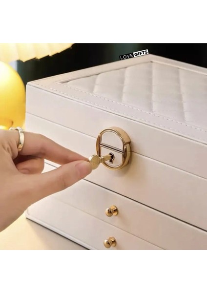 Büyük Kapasiteli Üç Katmanlı Takı Kutusu, Kolye, Küpe, Yüzük ve Saat Saklama Organizer fırsatları