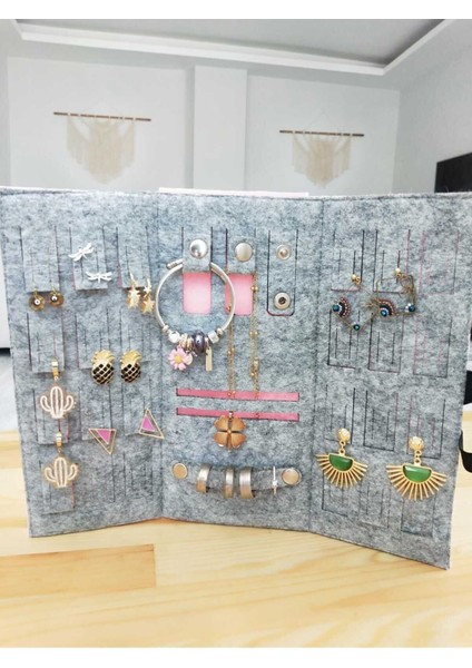 Katlanabilir Seyahat Takı ve Cüzdan Düzenleyici, Pembe Renkli Organizer