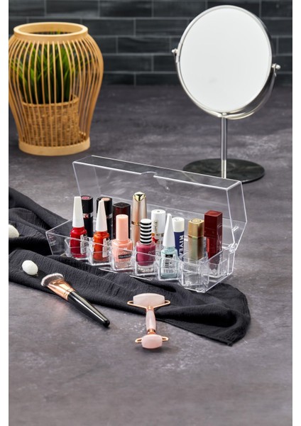 Bölmeli Taşınabilir Makyaj Organizer, Şeffaf Kapaklı, Kullanışlı ve Hafif Tasarım fiyatları