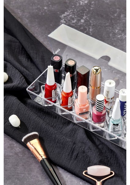 Bölmeli Taşınabilir Makyaj Organizer, Şeffaf Kapaklı, Kullanışlı ve Hafif Tasarım fırsatları