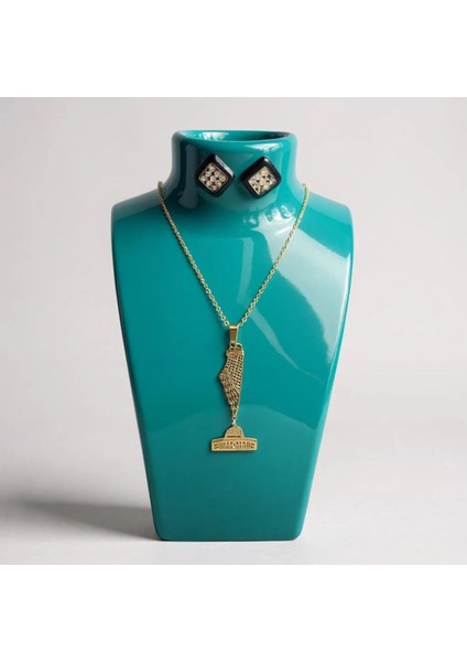 Akrilik Kolye Standı, Turkuaz Renk, 14X21 Cm, Şık ve Pratik Tasarım