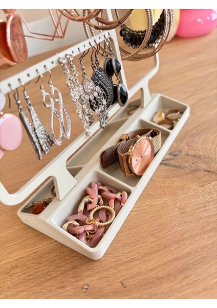 Beyaz Takı Düzenleyici, Çanta ve Stand, Yüzük, Küpe ve Saat Saklama Alanı modelleri
