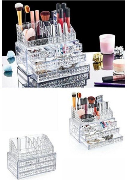 Çok Renkli 3 Çekmeceli Makyaj Düzenleyici Organizer Seti