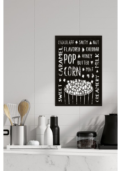 Retro Popcorn Mutfak Ev Dekorasyon Wall Art No:2 18X27 Mdf Ahşap Poster Tablo