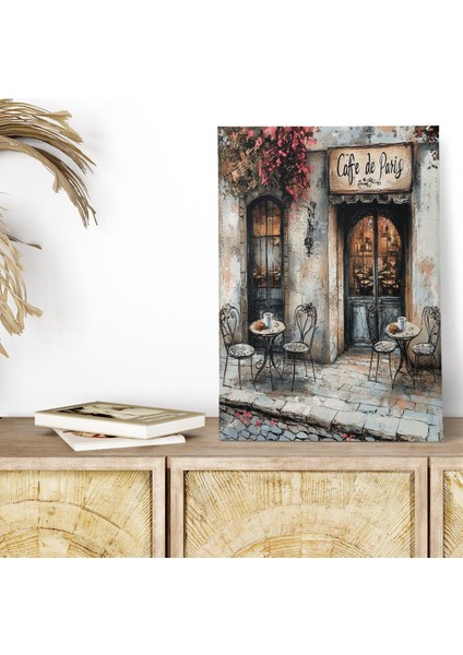 Cafe De Paris No:11 Retro Vintage 18X27 Mdf Ahşap Poster Tablo
