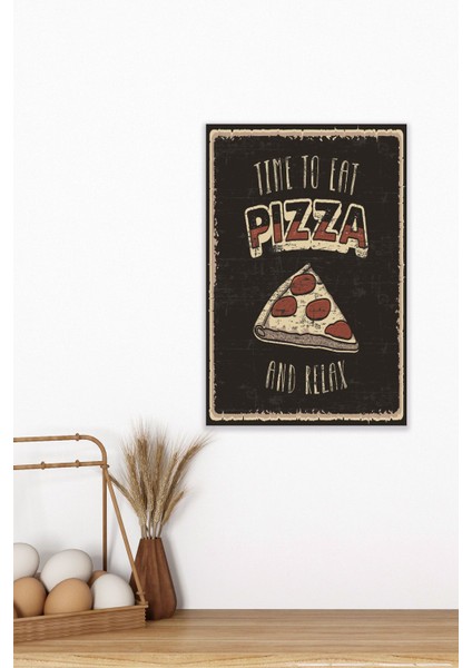Retro Pizza Mutfak Dekorasyon No:3 18X27 Mdf Ahşap Poster Tablo