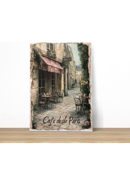 Cafe De Paris No:3 Retro Vintage 18X27 Mdf Ahşap Poster Tablo