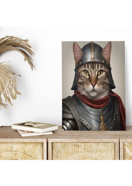 Ortaçağ Kedi Temalı No:4 Retro Vintage 18X27 Mdf Ahşap Poster Tablo
