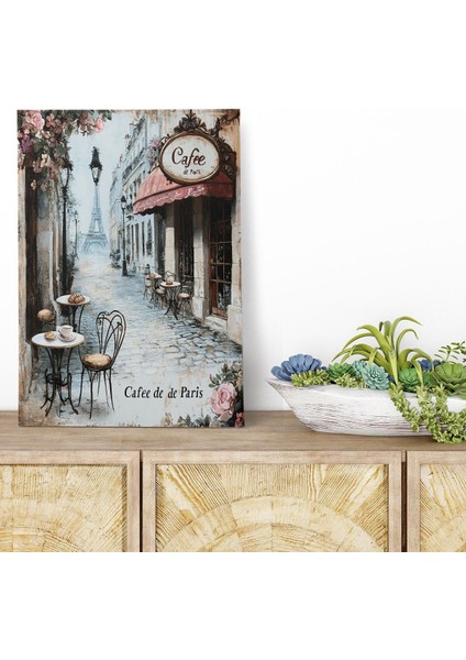Cafe De Paris No:10 Retro Vintage 18X27 Mdf Ahşap Poster Tablo