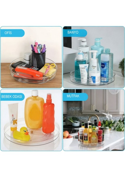 Şeffaf 2'li 360° Döner Organizer, Geniş ve Kullanışlı Depolama Çözümü fırsatları