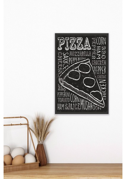 Retro Pizza Mutfak Dekorasyon No:2 18X27 Mdf Ahşap Poster Tablo