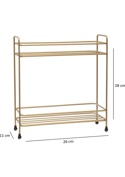 Iki Katlı Eskitme Gold Çok Amaçlı Organizer Raf, Banyo ve Mutfak Düzenleyici modelleri