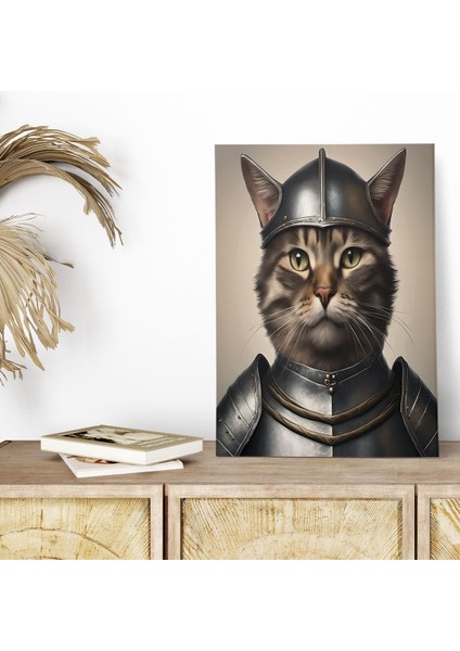 Ortaçağ Kedi Temalı No:1 Retro Vintage 18X27 Mdf Ahşap Poster Tablo