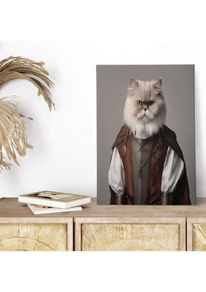 Ortaçağ Kedi Temalı No:12 Retro Vintage 18X27 Mdf Ahşap Poster Tablo