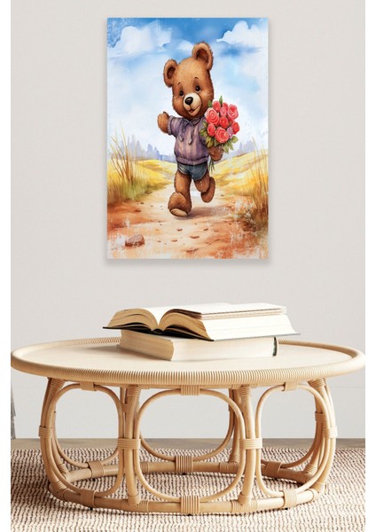 Sevimli Ayıcık Temalı No:3 Retro Vintage 18X27 Mdf Ahşap Poster Tablo