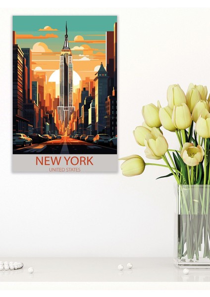 New York Retro Vintage 18X27 Mdf Ahşap Poster Tablo