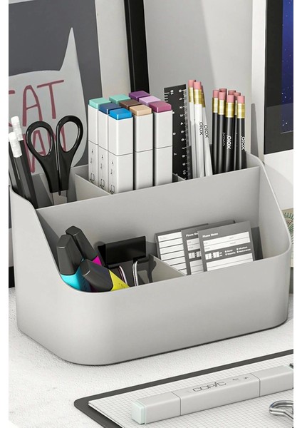 5 Bölmeli Gri Makyaj ve Takı Organizeri, Şık ve Kullanışlı Saklama Kutusu